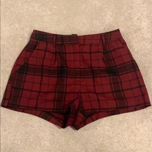 Burgundy plaid trousers shorts from forever21